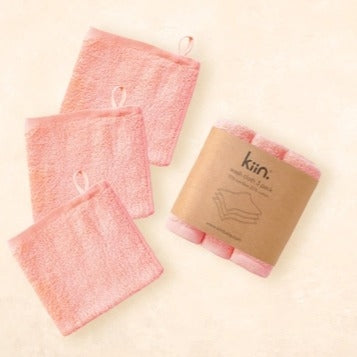 Kiin Bamboo Wash Cloths - Peony