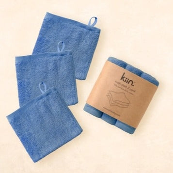 Kiin Bamboo Wash Cloths - Blue Shadow